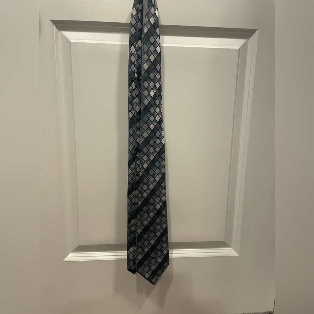 John Ashford Geometric Blue and Gray Tie